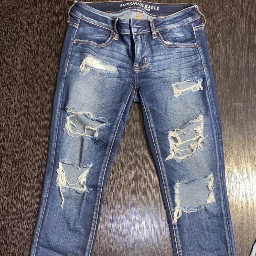 cute ripped low rise jeans